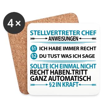 Stellvertreter Chef Stellvertretung Anweisungen - Untersetzer (4er-Set) - Weiß - Vorne