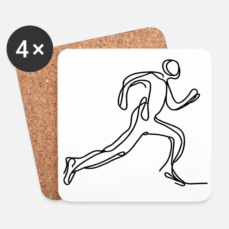 Running One Line Art - Untersetzer (4er-Set) - Weiß