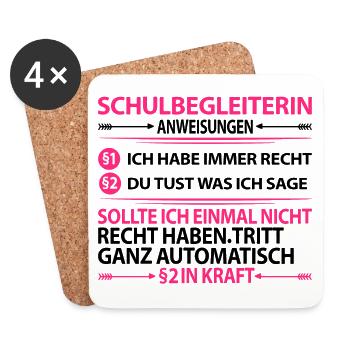 Schulbegleiterin Lustige Sprüche um Danke zu Sagen - Untersetzer (4er-Set) - Weiß - Vorne