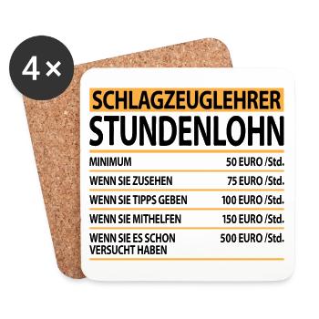 Schlagzeuglehrer Lustige Sprüche mit Spruch Humor - Untersetzer (4er-Set) - Weiß - Vorne