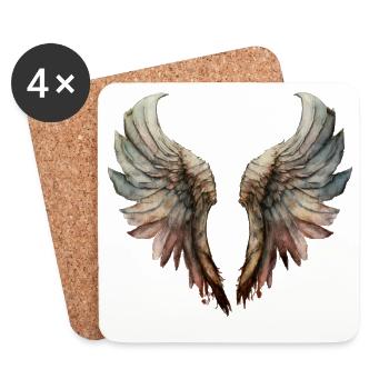 Pastel Watercolor Wings - Coasters (set of 4) - white - Front