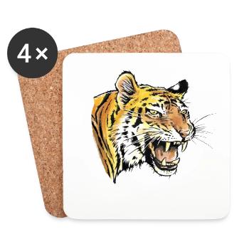 Tiger Portrait - Coasters (set of 4) - white - Front