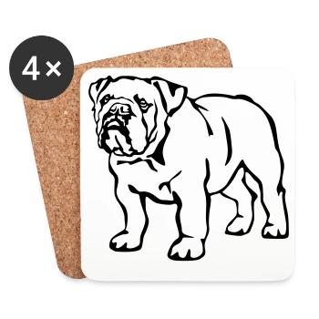 Bouledogue anglais - Dessous de verre (lot de 4) - blanc - Devant
