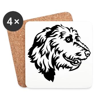 Irish Wolfhound Head - Coasters (set of 4) - white - Front