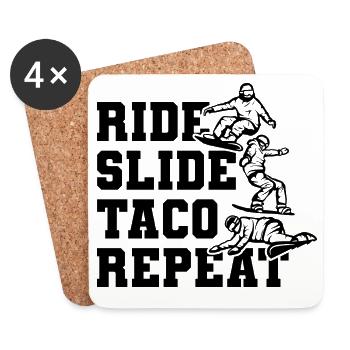 Ride Slide Taco Repetition - Coasters (set of 4) - white - Front