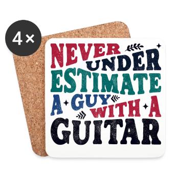 Never underestimate a Guy with a Guitar - Untersetzer (4er-Set) - Weiß - Vorne