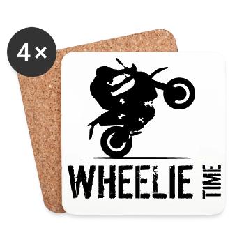 wheelie time symbol icon Motorrad Logo Grafik - Untersetzer (4er-Set) - Weiß - Vorne