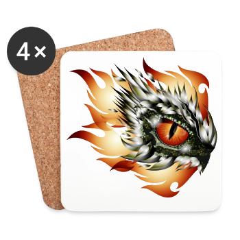 magisches Auge eines Drachen im Flammen Tattoo - Untersetzer (4er-Set) - Weiß - Vorne