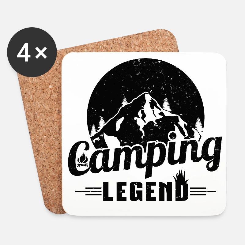 Camping Legend Grunge Style Schwarzes Camper Design - Untersetzer (4er-Set) - Weiß