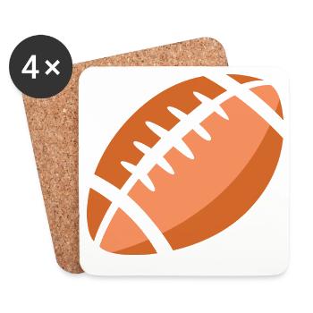 Symbole d’icône de football américain Logo Fan de sport de balle - Dessous de verre (lot de 4) - blanc - Devant