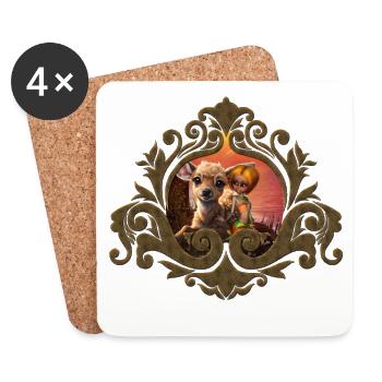 La petite fée et le faon mignon - Dessous de verre (lot de 4) - blanc - Devant
