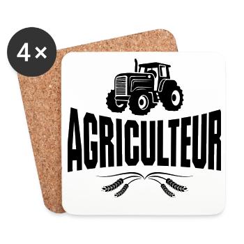 agriculture, agriculteur, fermier - Dessous de verre (lot de 4) - blanc - Devant