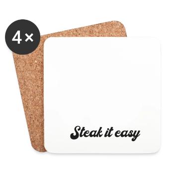 Steak It Easy Grilling Grill Grill Master cadeau - Dessous de verre (lot de 4) - blanc - Devant