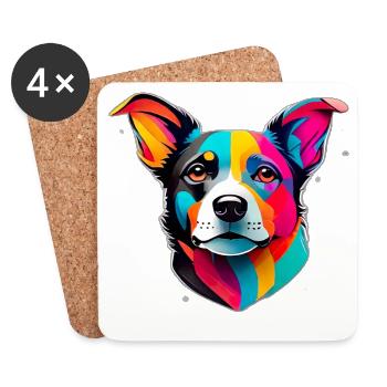 colorful dog face - Coasters (set of 4) - white - Front