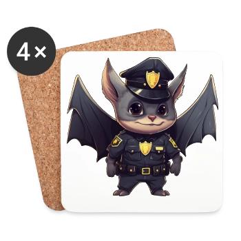 Police des chauves-souris - Dessous de verre (lot de 4) - blanc - Devant