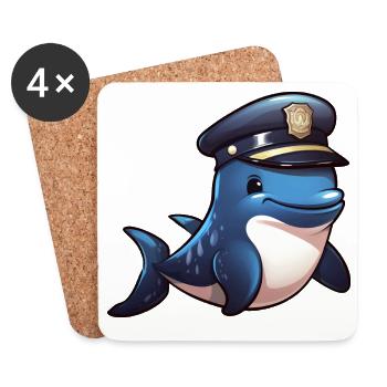 Baleine de la police - Dessous de verre (lot de 4) - blanc - Devant