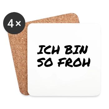 glücklich - Untersetzer (4er-Set) - Weiß - Vorne