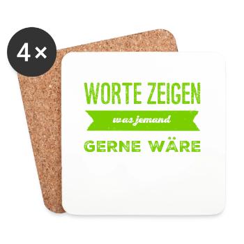 Worte sind unwichtig - Untersetzer (4er-Set) - Weiß - Vorne
