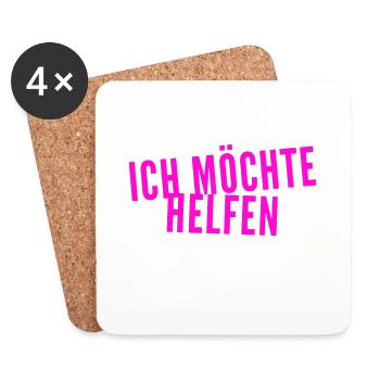 darf ich dich unterstützen? - Untersetzer (4er-Set) - Weiß - Vorne