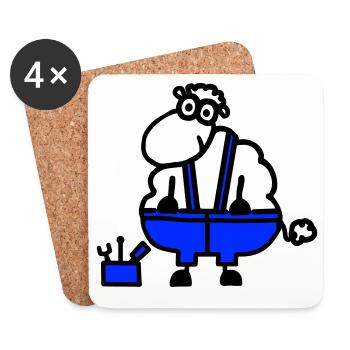 Craftsman's sheep, hero of labor - Coasters (set of 4) - white - Front