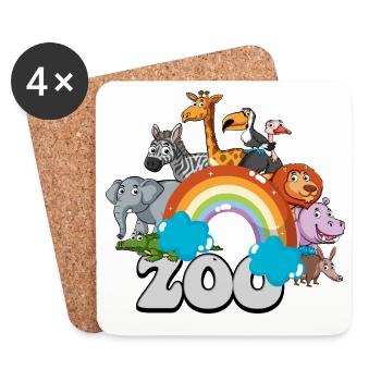 Regenbogen-Zoo-Parade - Untersetzer (4er-Set) - Weiß - Vorne