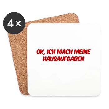 ich mache meine Hausaufgaben - Untersetzer (4er-Set) - Weiß - Vorne