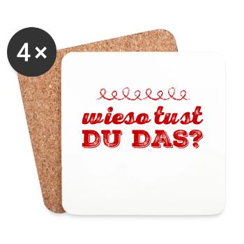 mit der Bitte um Erklärung - Untersetzer (4er-Set) - Weiß - Vorne