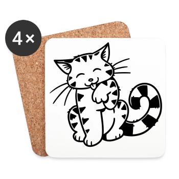 Cartoon Kitten - Untersetzer (4er-Set) - Weiß - Vorne