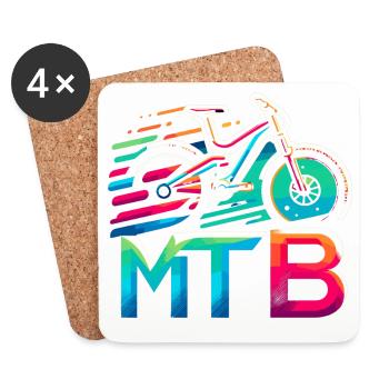 Lebendiges MTB-Fahrrad-Splash - Untersetzer (4er-Set) - Weiß - Vorne