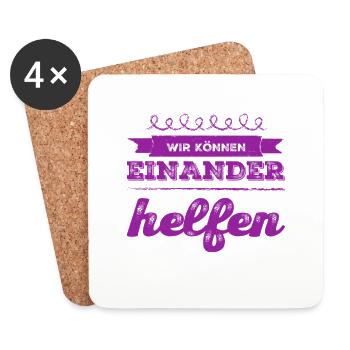 helfen wir uns - Untersetzer (4er-Set) - Weiß - Vorne