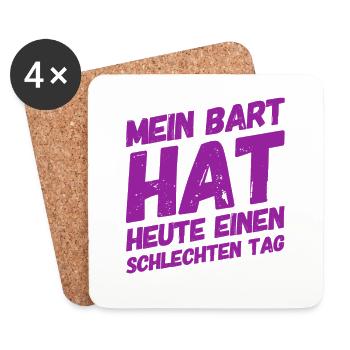 wilder Bart - Untersetzer (4er-Set) - Weiß - Vorne