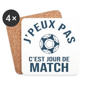 football je peux pas c est match de foot - Dessous de verre (lot de 4) - blanc - Devant