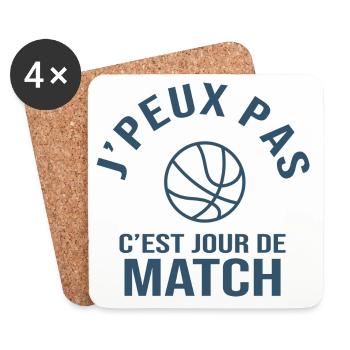 basketball je peux pas c est match de basket - Dessous de verre (lot de 4) - blanc - Devant