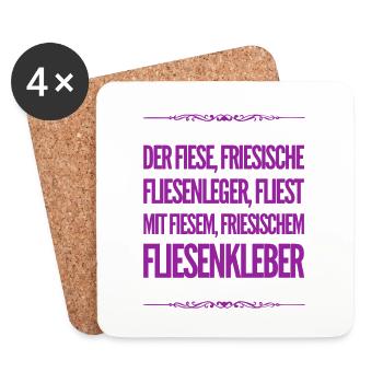 fieser Fliesenkleber - Untersetzer (4er-Set) - Weiß - Vorne