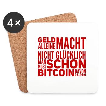nur BITCOIN macht glücklich - Untersetzer (4er-Set) - Weiß - Vorne