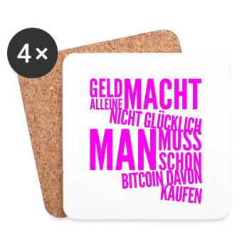 Geld vs. BITCOIN - Untersetzer (4er-Set) - Weiß - Vorne