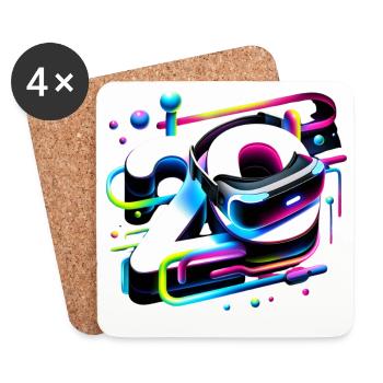 Anniversaire 20 ans Geek gamer 3D - Dessous de verre (lot de 4) - blanc - Devant