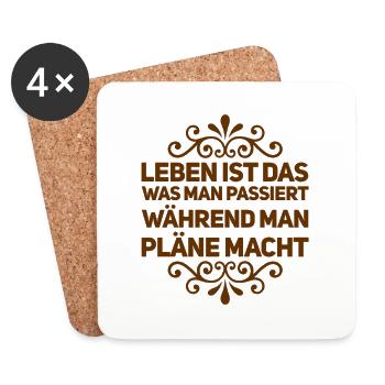 hör auf zu planen - Untersetzer (4er-Set) - Weiß - Vorne
