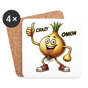 Crazy Veggies: Onion With Goatee and Thumbs Up - Untersetzer (4er-Set) - Weiß - Vorne
