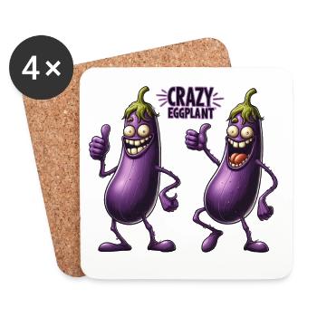 Crazy Veggies: Eggplant Gang Thumbs Up - Untersetzer (4er-Set) - Weiß - Vorne