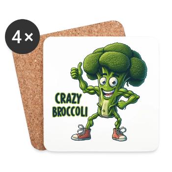 Crazy Veggies: Broccoli Calisthenics Pro Thumbs Up - Untersetzer (4er-Set) - Weiß - Vorne
