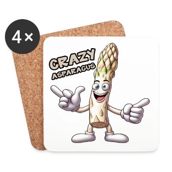 Crazy Veggies: Asparagus Pro Thumbs Up - Coasters (set of 4) - white - Front