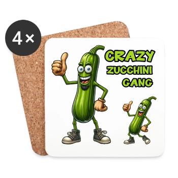 Crazy Veggies: Zucchini Gang Thumbs Up - Untersetzer (4er-Set) - Weiß - Vorne