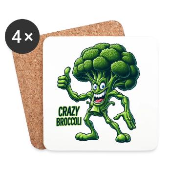 Légumes fous : Broccoli Bodybuilder Pro Pouces en l’air - Dessous de verre (lot de 4) - blanc - Devant