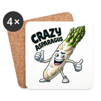 Légumes fous : Asperges Bodybuilder Pro Pouces en l’air - Dessous de verre (lot de 4) - blanc - Devant