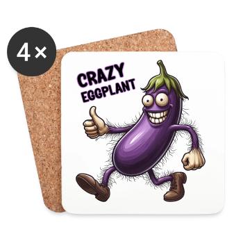 Crazy Veggies: Eggplant Hairy Power Walker - Untersetzer (4er-Set) - Weiß - Vorne