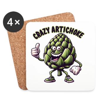 Crazy Veggies: Artichoke Thumbs Up - Coasters (set of 4) - white - Front