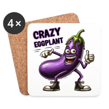 Crazy Veggies: Hairy Eggplant Thumbs Up - Untersetzer (4er-Set) - Weiß - Vorne