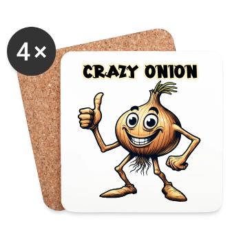 Crazy Veggies: Onion With Goatee and Thumbs Up - Untersetzer (4er-Set) - Weiß - Vorne