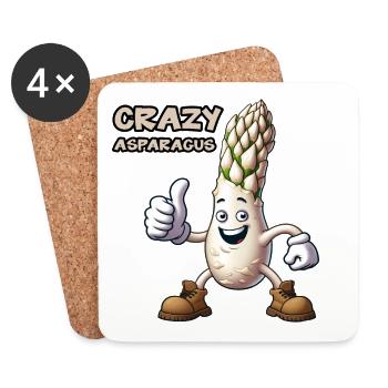 Légumes fous : Asperges Bodybuilder Pro Pouces en l’air - Dessous de verre (lot de 4) - blanc - Devant